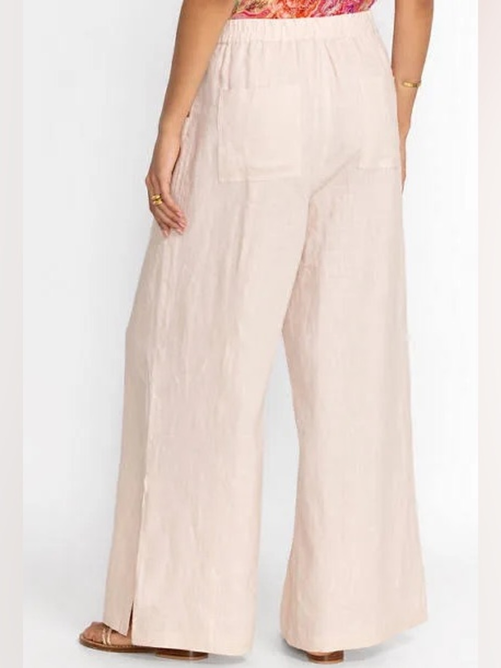 Johnny Was Calme Linen Pull On Pant w Slits Khaki Beige Womens Size L - Picture 4 of 10
